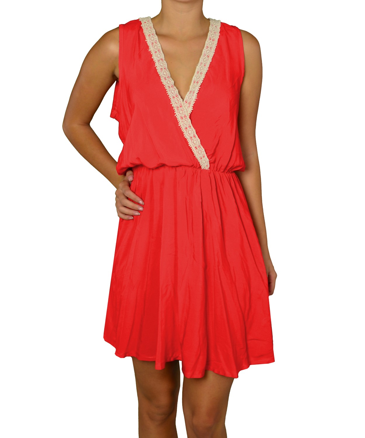 Γυναικείο ντραπέ φόρεμα Coocu κοραλί 53513F